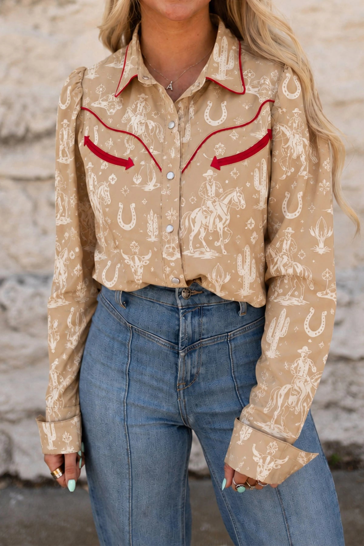 Western Print Button Up Shirt