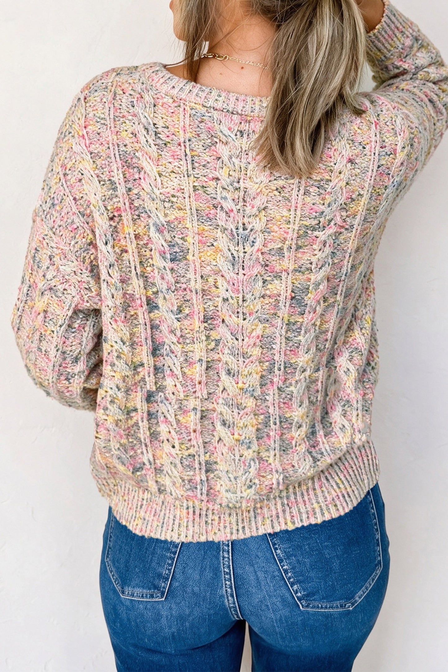 Cable Knit Confetti Sweater