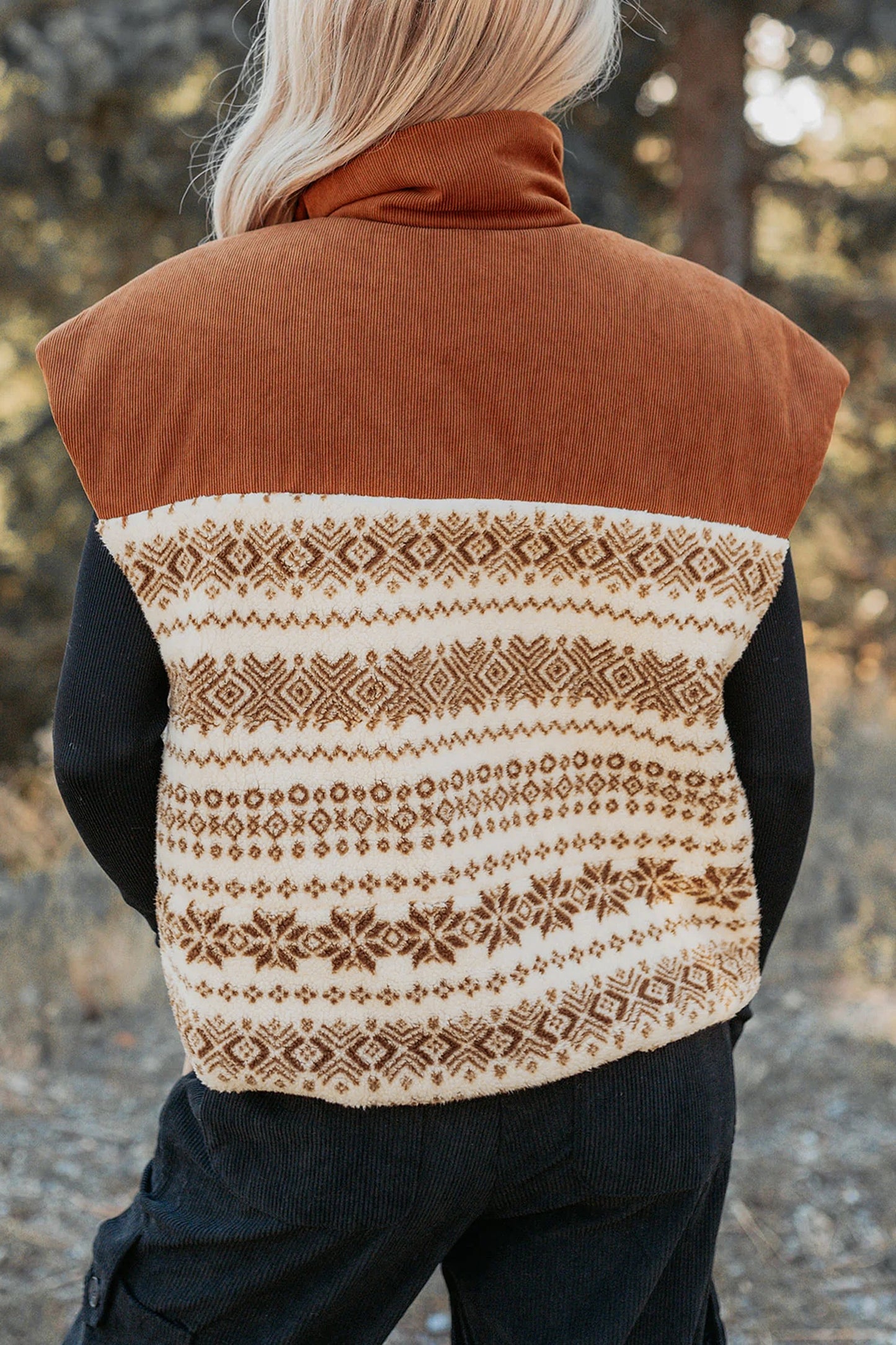 Fleece Zipper Patchwork Vest