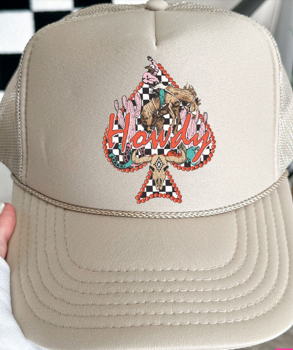 Howdy Cactus Spade Otto Khaki Foam Front Trucker Hat
