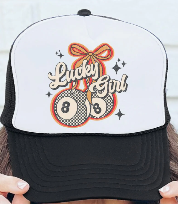 Lucky Girl Otto Black with White Foam Front Trucker Hat