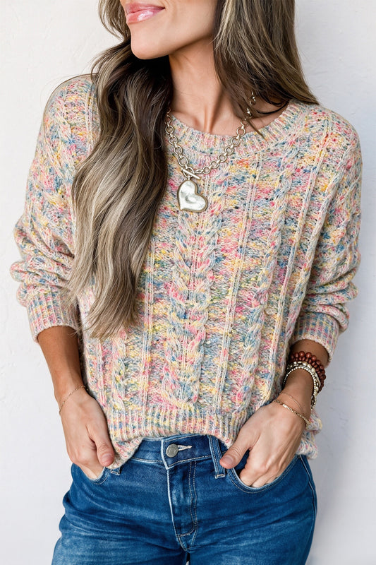Cable Knit Confetti Sweater