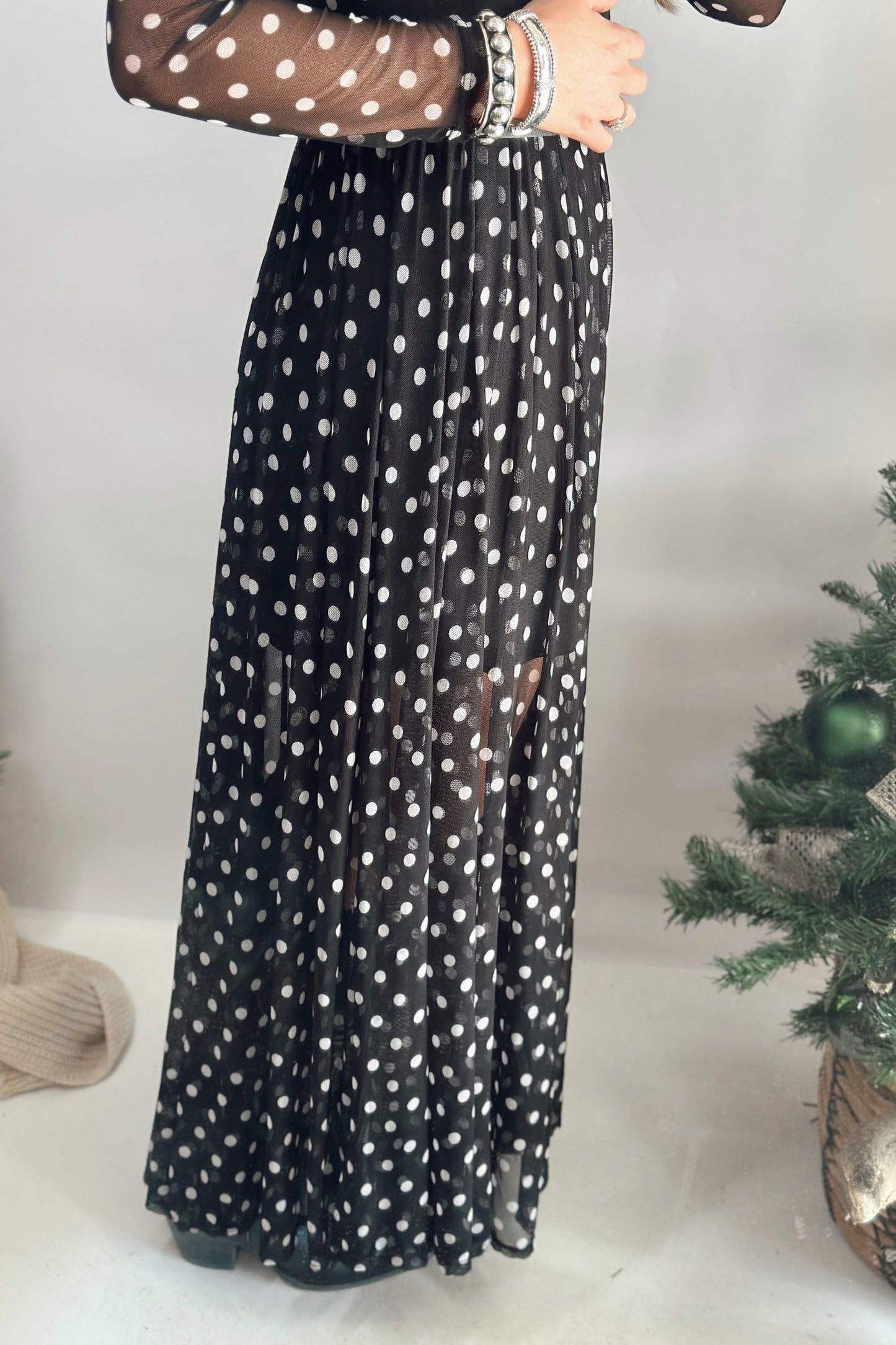 Polka Dot Mesh Dress