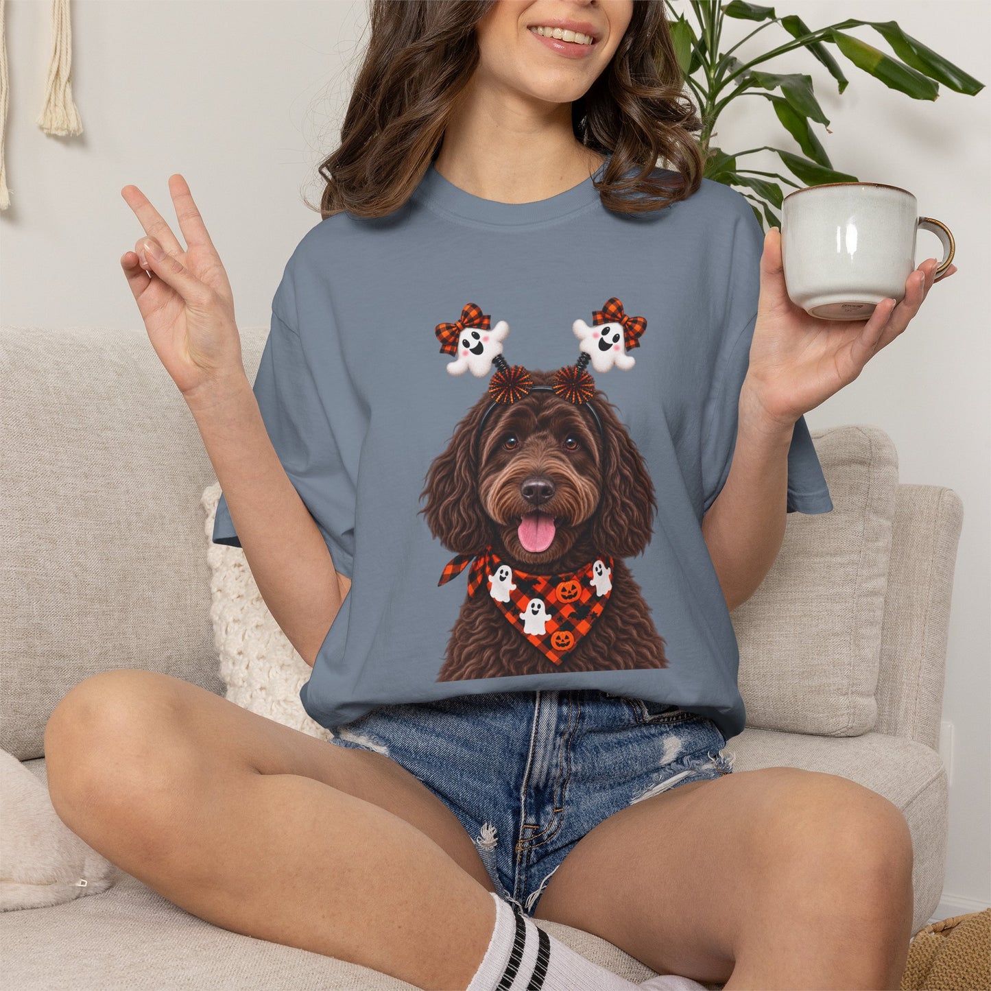 Chocolate, golden doodle Halloween