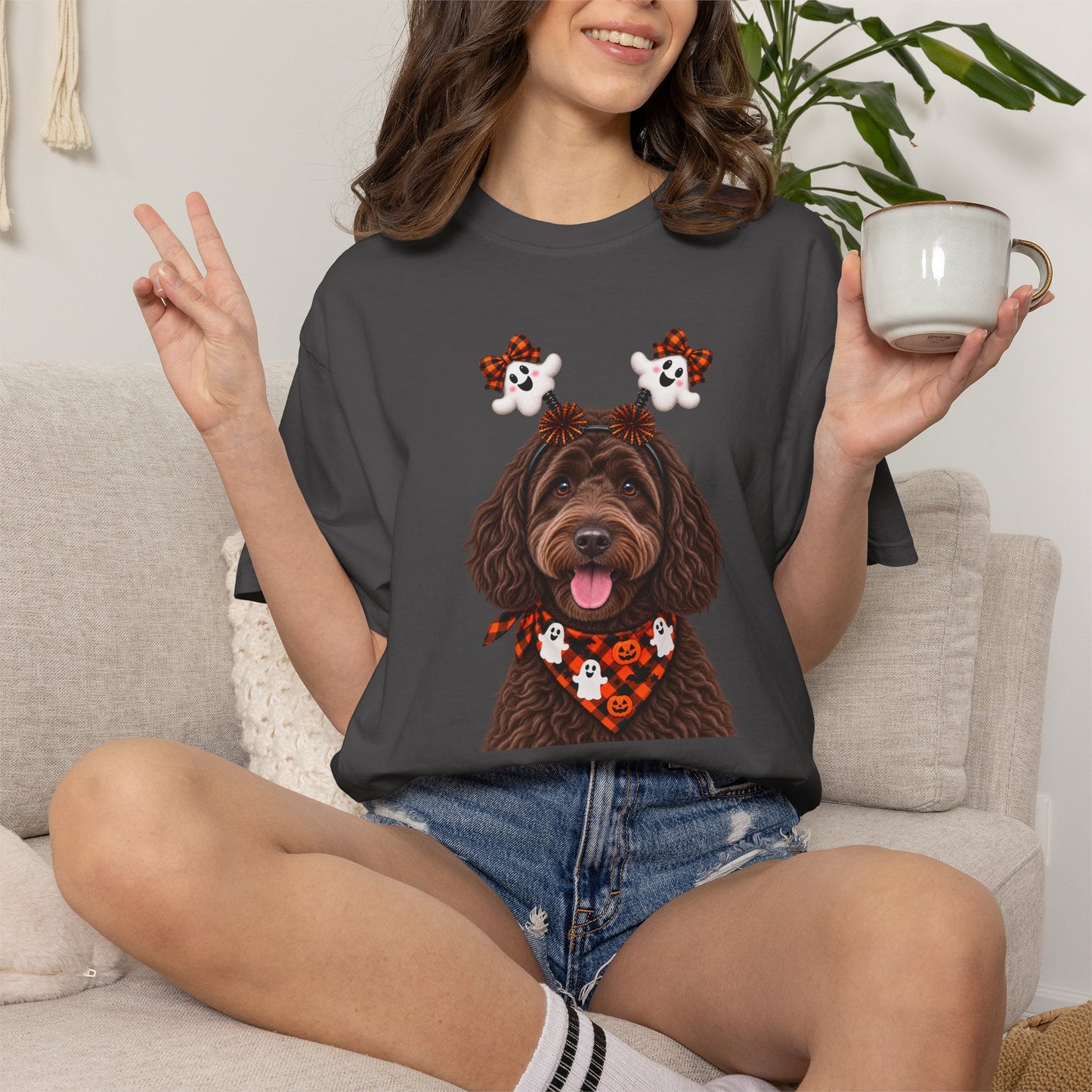Chocolate, golden doodle Halloween