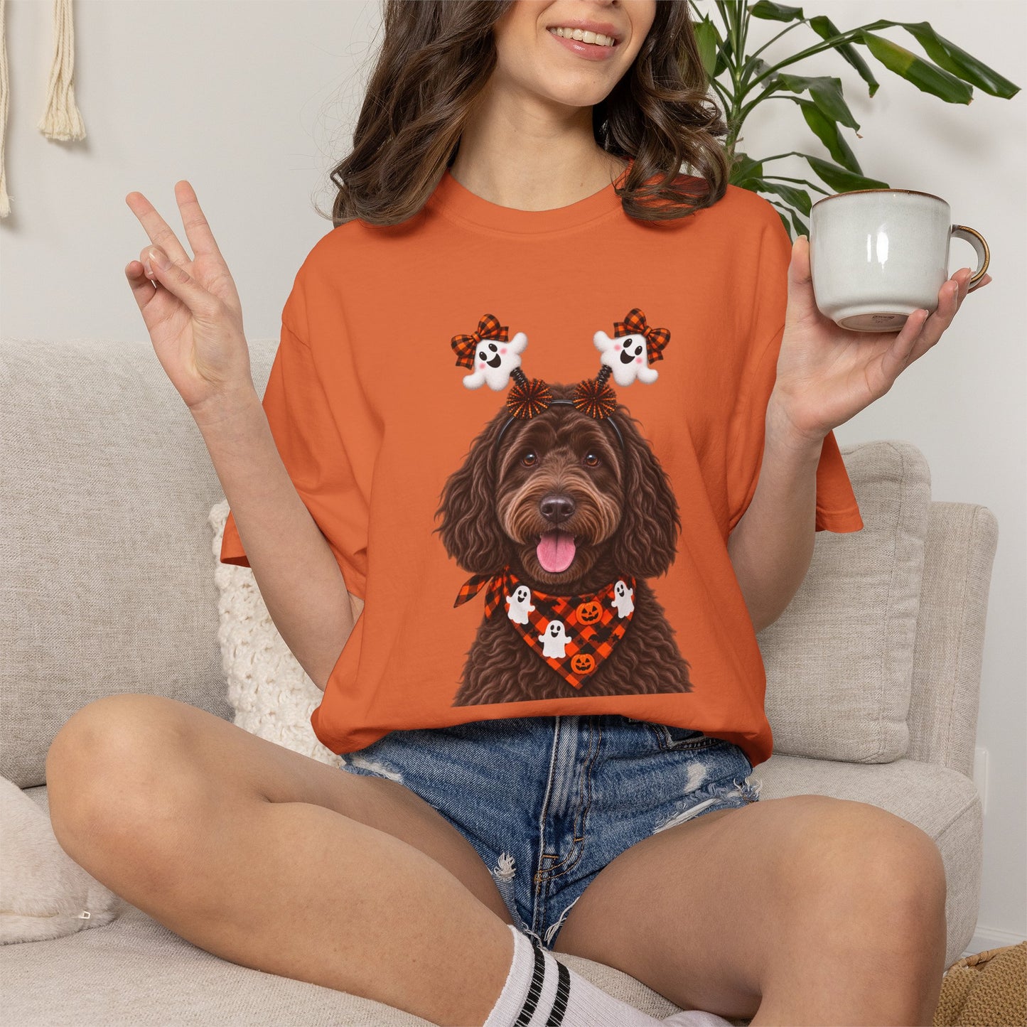 Chocolate, golden doodle Halloween