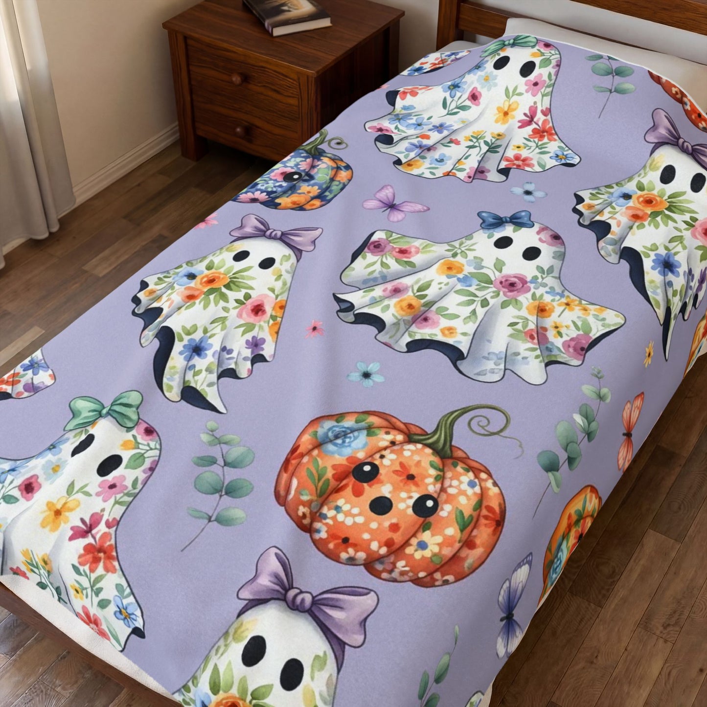 Floral Ghost and Pumpkin