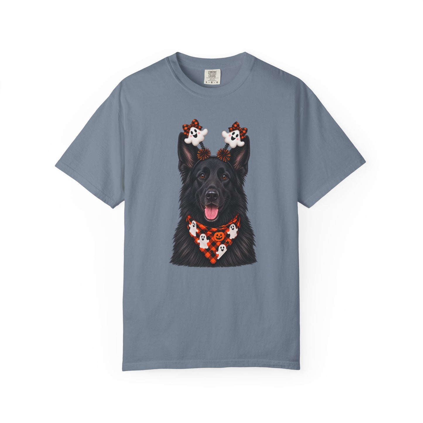 Long haired Black German Shepherd Halloween