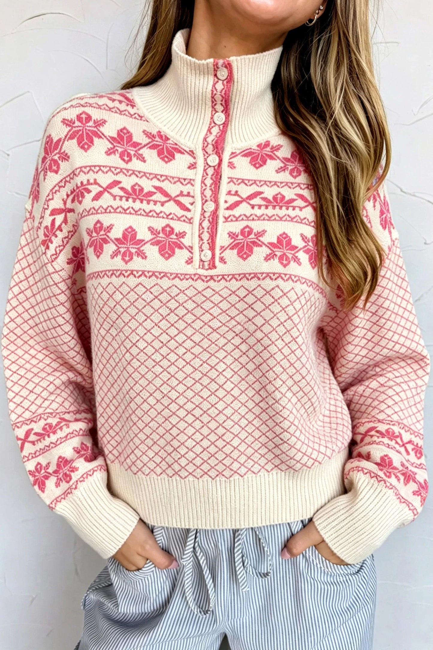 Sachet Pink Button Sweater