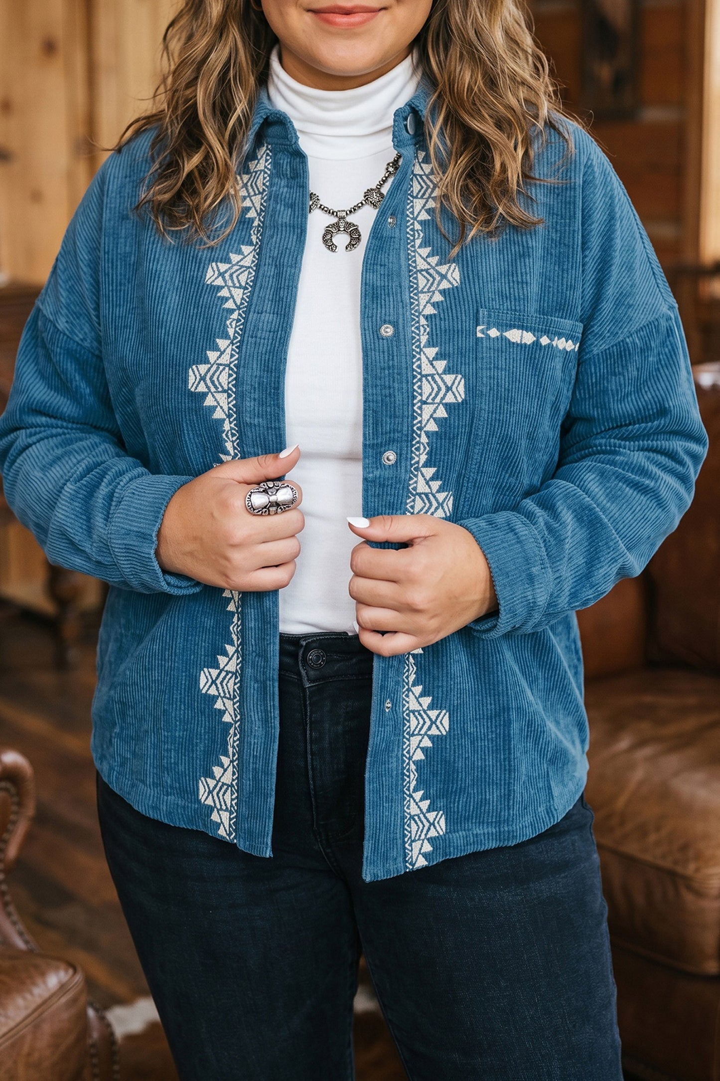 Embroidered Corduroy Shirt