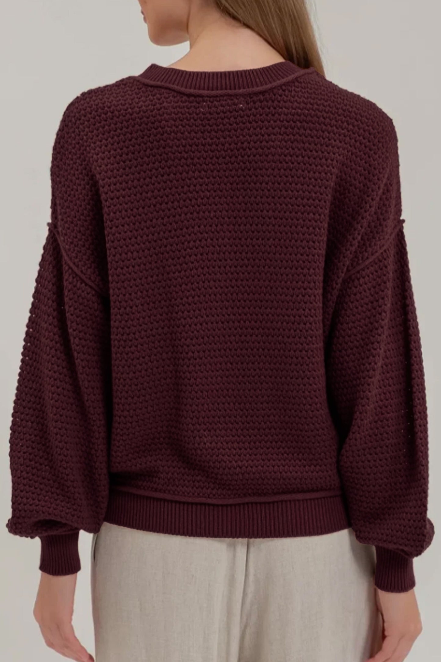 Checkered Pattern Knit Loose Pullover Sweater
