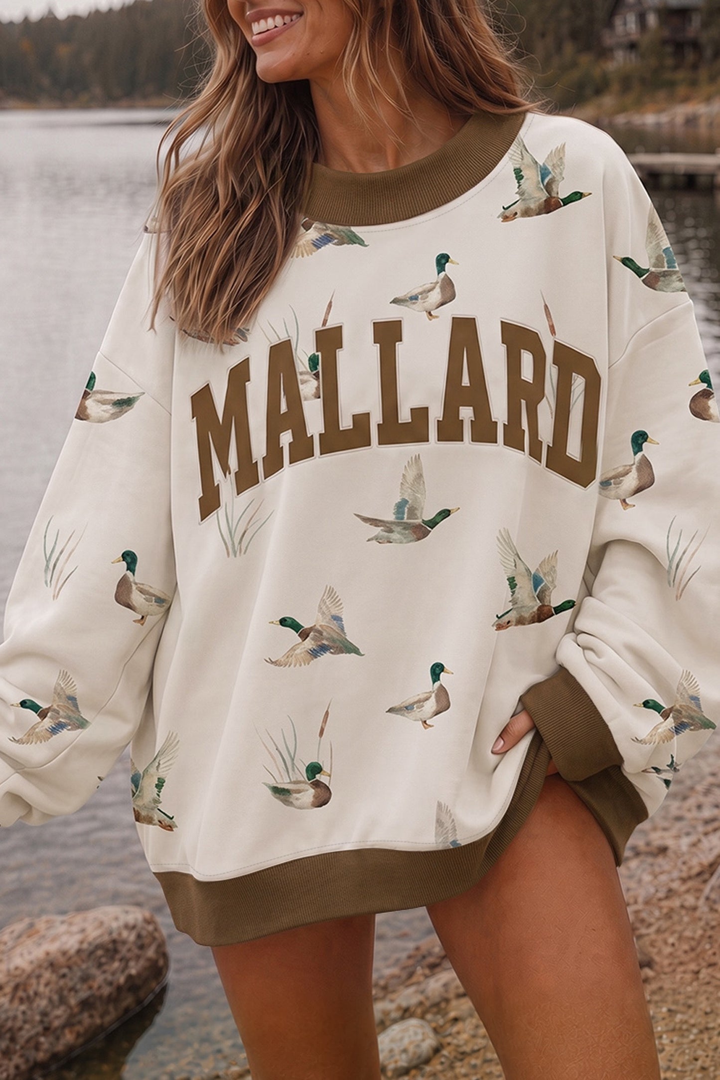 Western Camo/Mallard Letter Print Sweatshirt