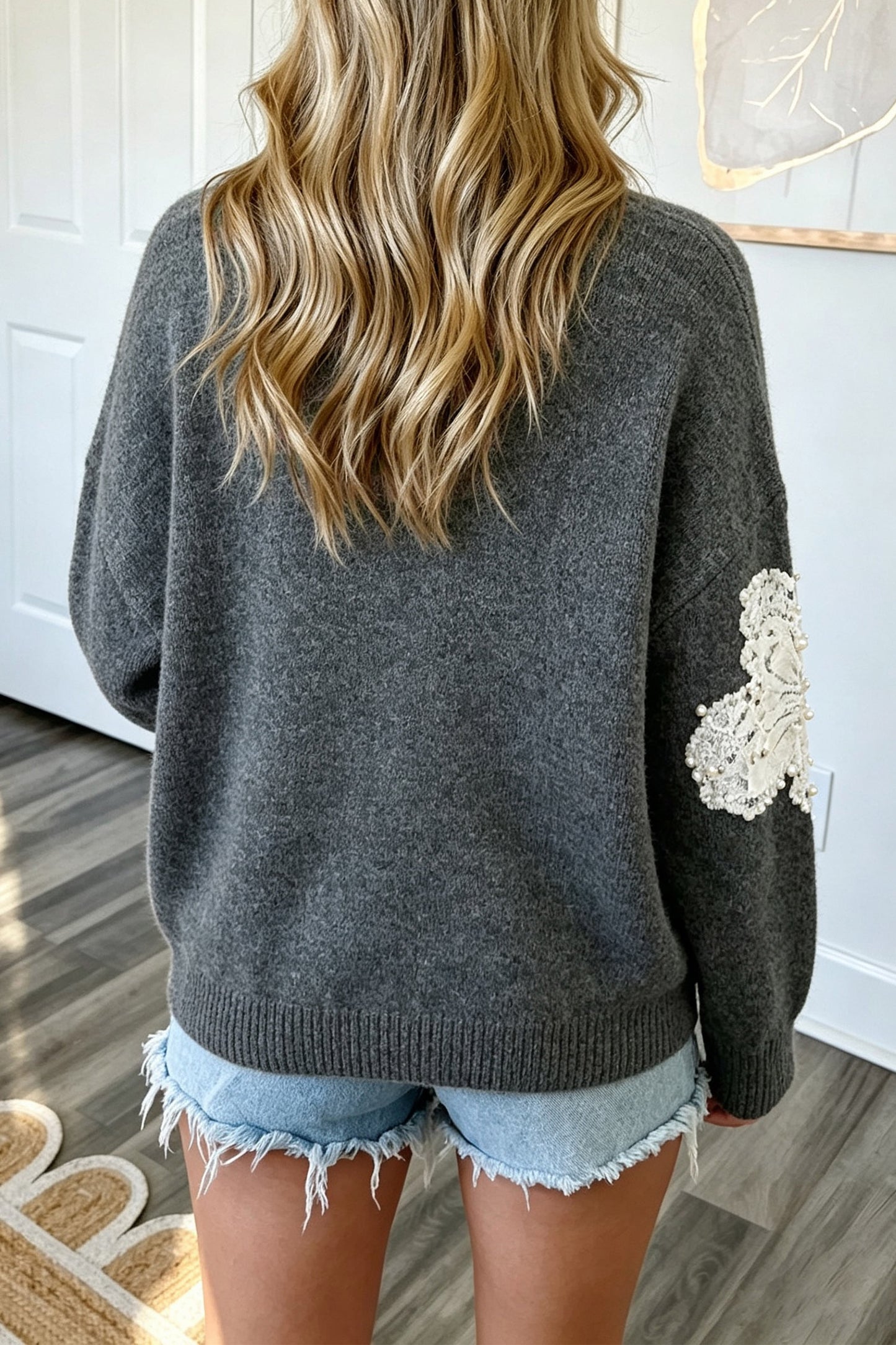 Beaded Floral Sweater