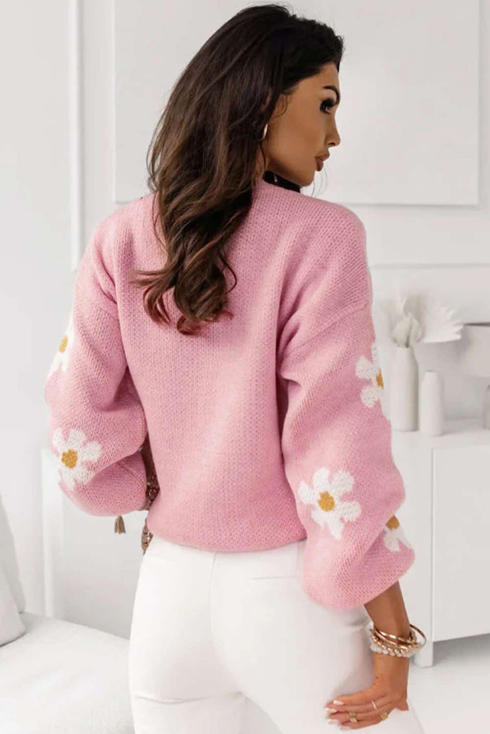 Floral Pattern Drop Shoulder Sweater