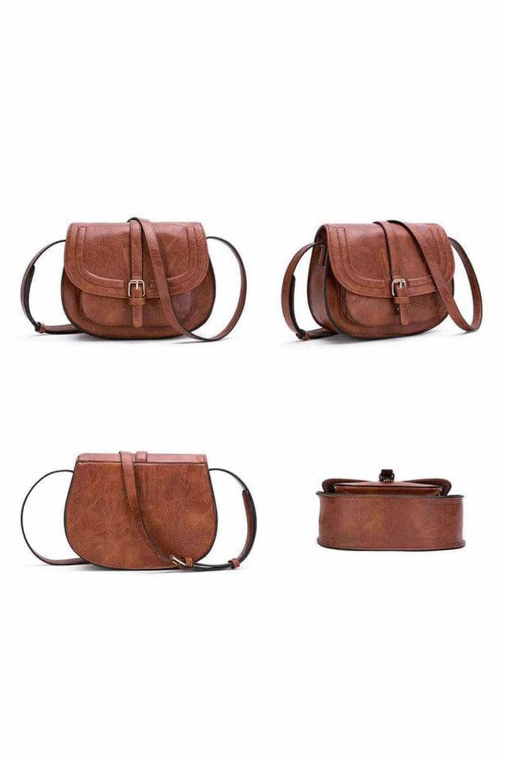 Chestnut Flapped Magnetic Buckle Shoulder Bag