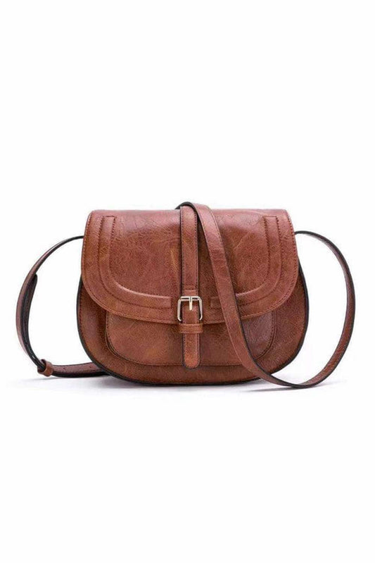 Chestnut Flapped Magnetic Buckle Shoulder Bag