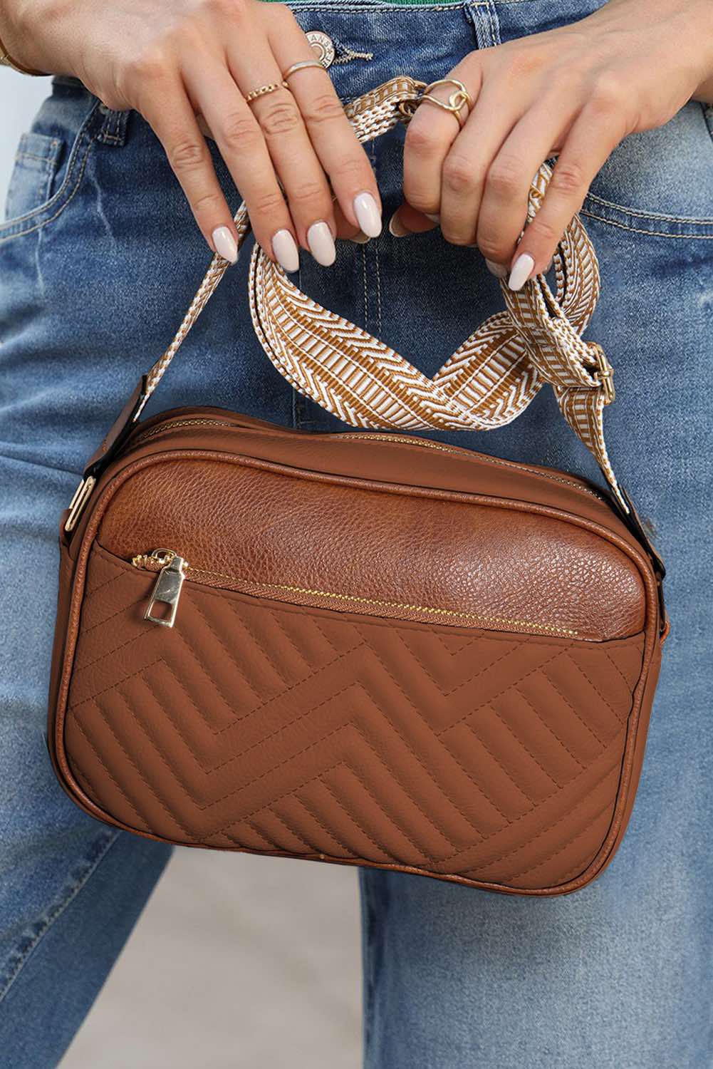 Chestnut Quilted Crossbody Bag