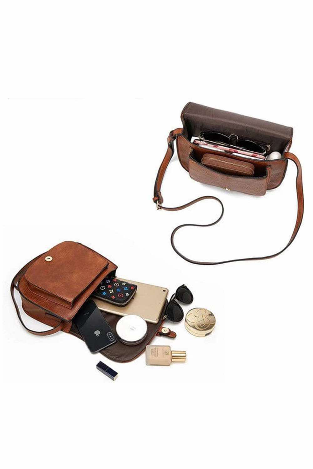 Chestnut Flapped Magnetic Buckle Shoulder Bag