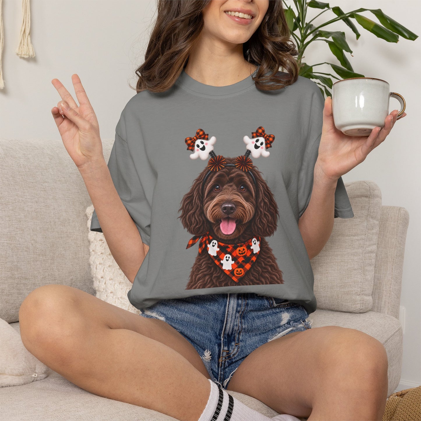 Chocolate, golden doodle Halloween