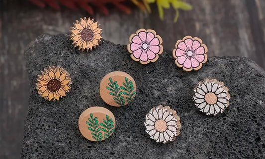 Wooden stud earrings 4 pack