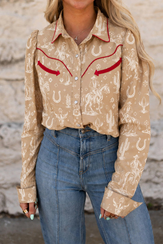 Western Print Button Up Shirt