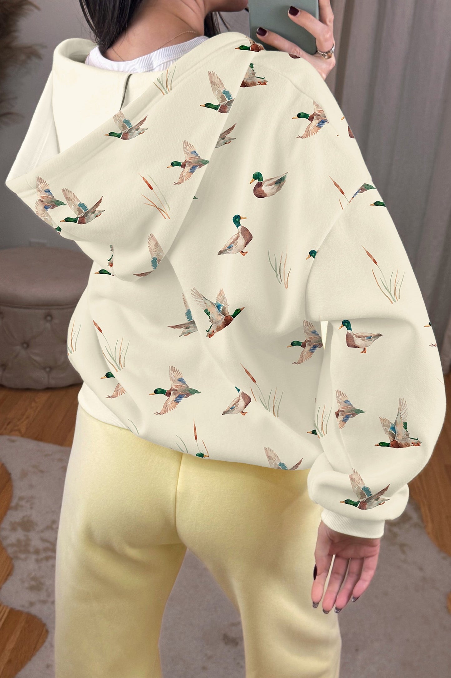 Duck Print Zip-Up Hoodie