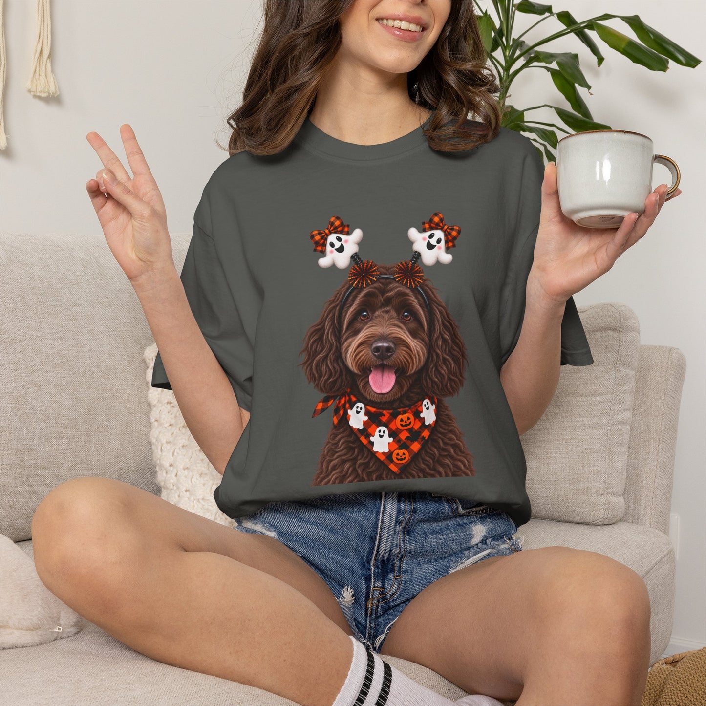 Chocolate, golden doodle Halloween