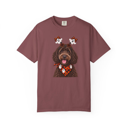 Chocolate, golden doodle Halloween