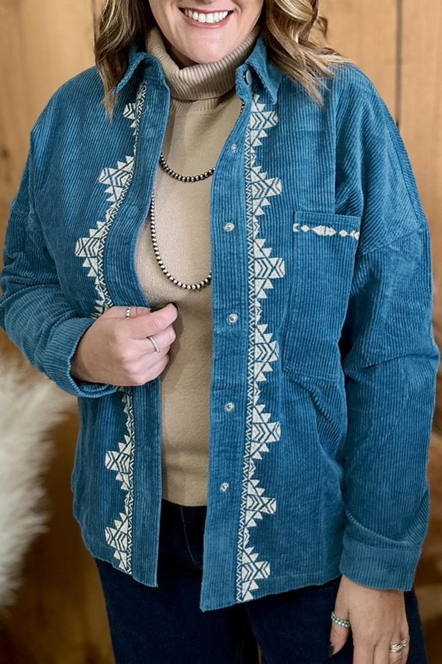 Embroidered Corduroy Shirt