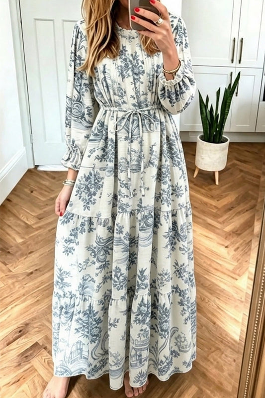 Floral Print Long Sleeve Maxi Dress