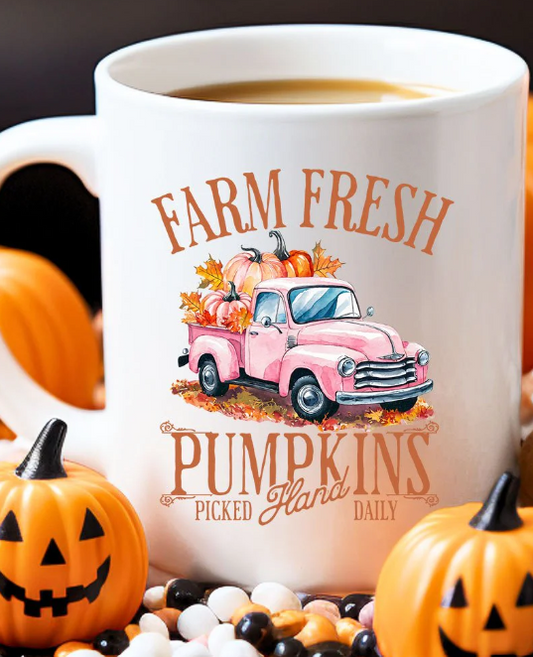 Farm Fresh Pink Pumpkins Ceramic Mug