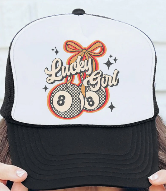 Lucky Girl Otto Black with White Foam Front Trucker Hat