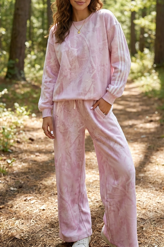 Pink Camo Print Top/Loose Pants Set