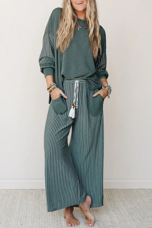 Green Bay Top/Pants 2pcs Set