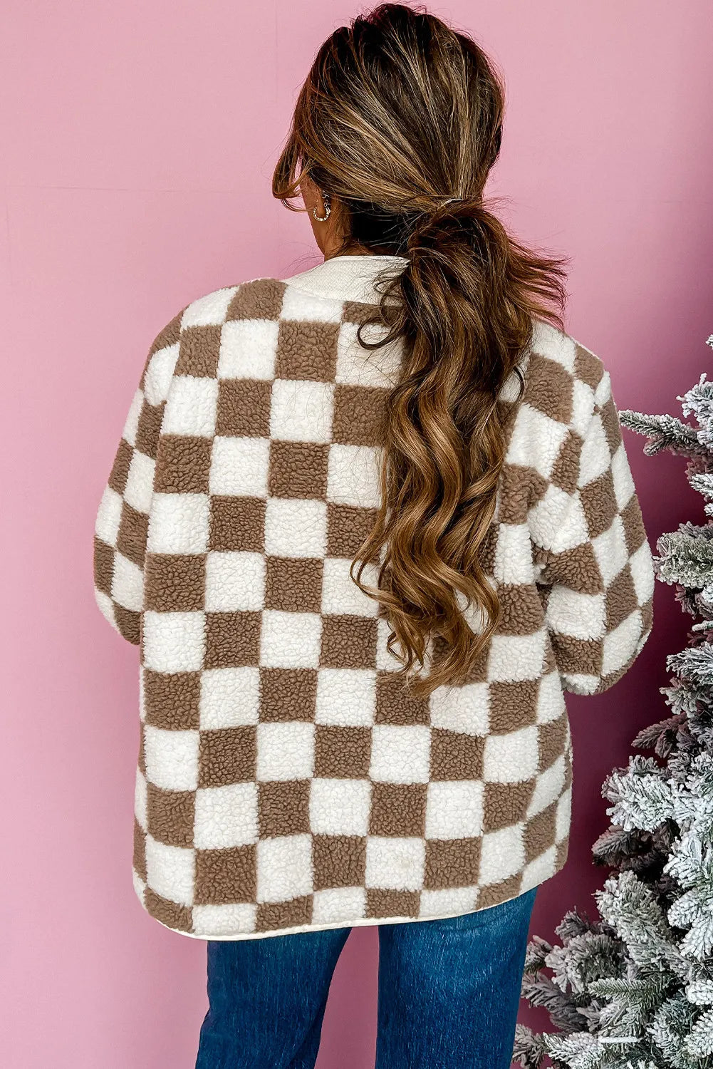 Checkered Sherpa Buttoned Front Chunky Jacket