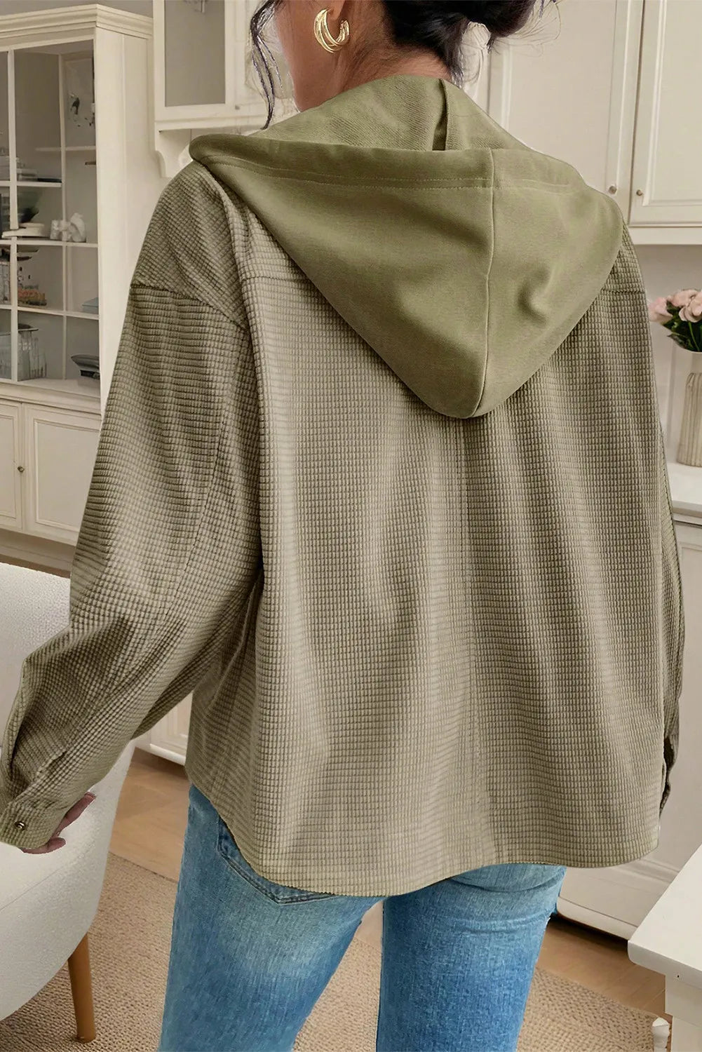 Green 2 in 1 Thermal Knit Textured Hooded Jacket