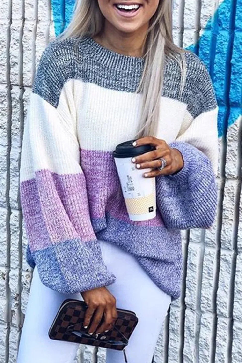 Long Sleeve Knitted Round Neck Casual Sweater