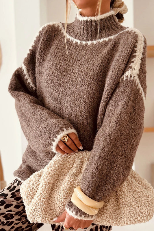 Dark Khaki  Mock Neck Sweater
