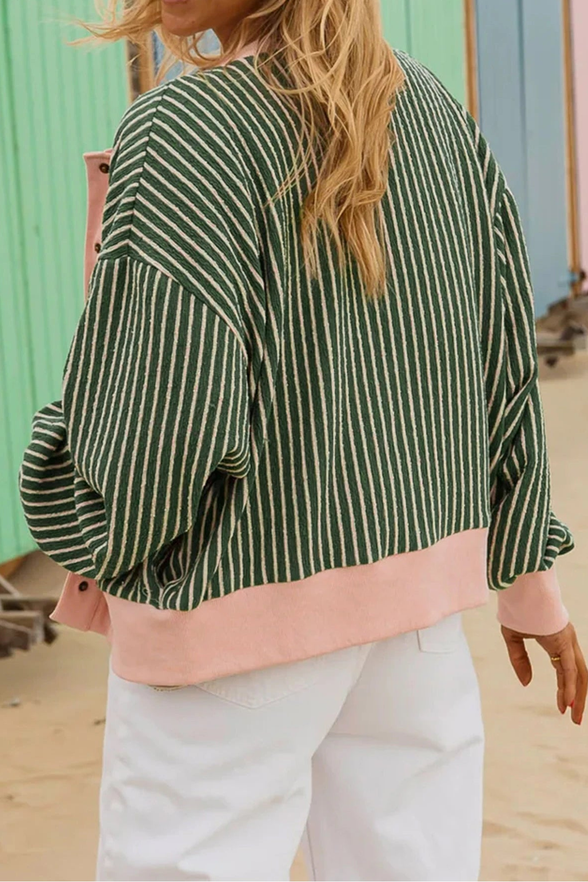 Green Stripe Regular Fit Cardigan