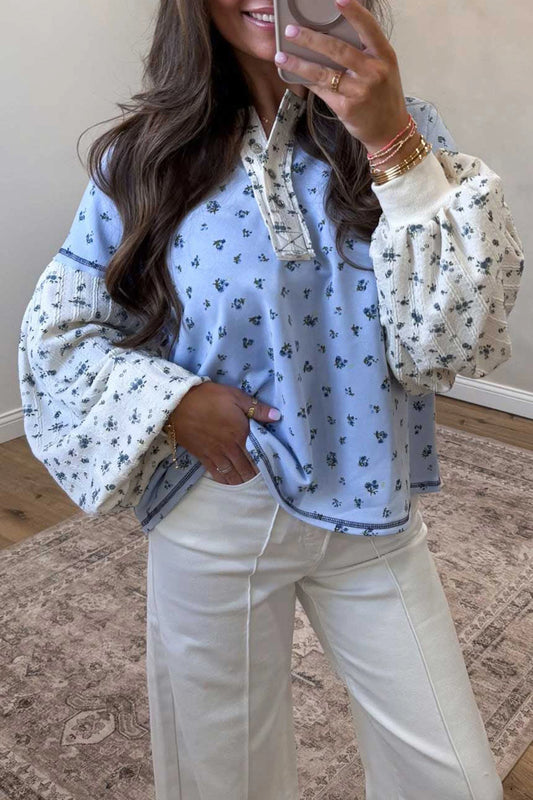 Sky Blue Floral Print Top